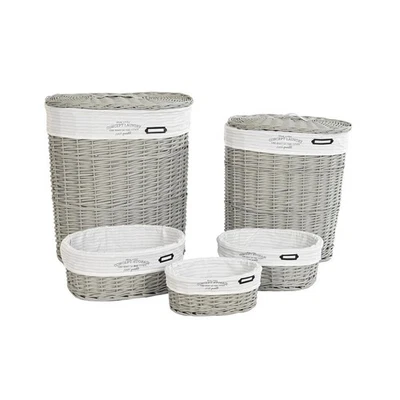Set di Cesti DKD Home Decor Bianco Grigio vimini 51 x 37 x 56 cm 52 x 38 x 57 - Immagine 1 di 4