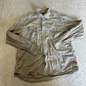 True Religion Pearl Snap Shirt Men Large Khaki Beige Vintage Made In USA Western - Picture 1 of 7
