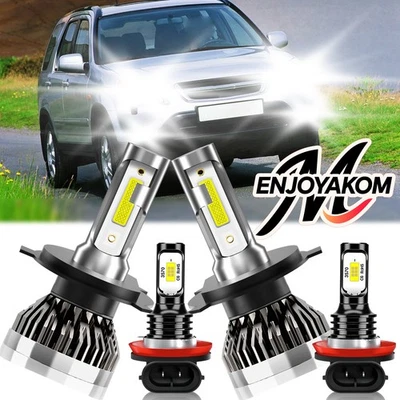 For Honda CR-V 2002-2014 LED Headlight Kit Hi Low+Fog Light Bulbs 6000K White - Image 1 of 4
