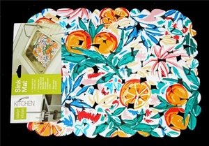 Bright Floral Citrus PVC Rubber Pebbles Sink Counter Mat Placemat 15.5 x 12 NWT - Picture 1 of 1