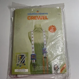 Crewel Needlework Chatelaine Measuring Tape Sewing Kit Flowers Columbia Minerva - Picture 1 of 4