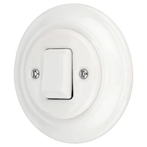 Interruptor cruzado retro de porcelana empotrado I interruptor de 3 vías I PR1 blanco - Imagen 1 de 10