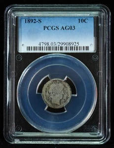 1892-S Barber Dime PCGS AG03 - Picture 1 of 3