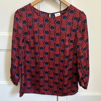 Женский топ Merona красный и синий с геометрическим узором размер XS - Изображение 1 из 4