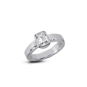 1ct D VS1 Emerald Natural Diamond 14k  Classic Solitaire Engagement Ring - Picture 1 of 3