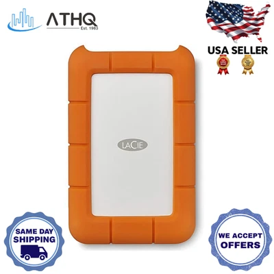 LaCie STFR2000800 Rugged USB-C USB 3.0 2TB External Hard Drive Portable HDD NEW - Image 1 of 4