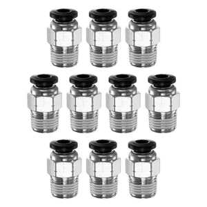10 Stück Push to Connect Fitting 4 mm Rohr Außendurchmesser x 1/8 Zoll NPT Gewinde PC4-N01, schwarz USA - Bild 1 von 7