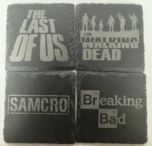 SAMCRO, Breaking Bad, Walking Dead, & The Last Of Us Slate Coasters Set Of 4 - Picture 1 of 6