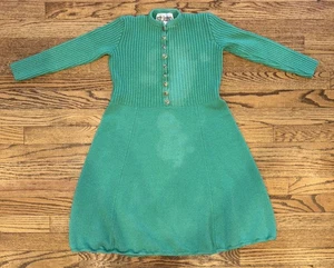 Vtg St John Marie Gray Women’s Green Santana Knit Gold Buttons Dress MAJOR FLAWS - Picture 1 of 22