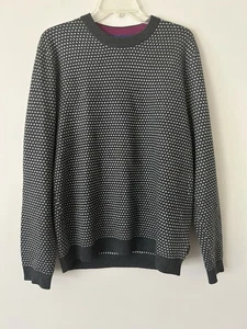Maglione girocollo uomo Ted Baker grigio e bianco taglia 5 (XL) morbido, classico, preppy - Foto 1 di 10