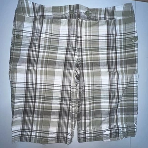 Bermudas a cuadros AGB para mujer 12 informales cómodas beige marrón Y2K - Imagen 1 de 12