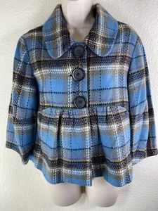 Chaqueta Blazer KENSIE Azul Multicolor Liso Columpio Bolsillos Botón Grande Talla M - Imagen 1 de 11