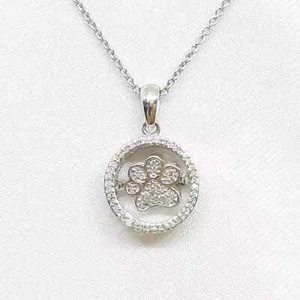 1.50Ct Round Cut Diamond Lab Created Dog's Paw Shape Pendant White Gold Plated - Picture 1 of 5