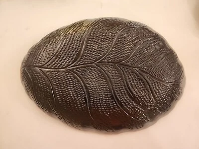 Plato para servir Dansk Glass Amatista púrpura hoja de álamo en relieve 15" MCM Foto 1 de 4