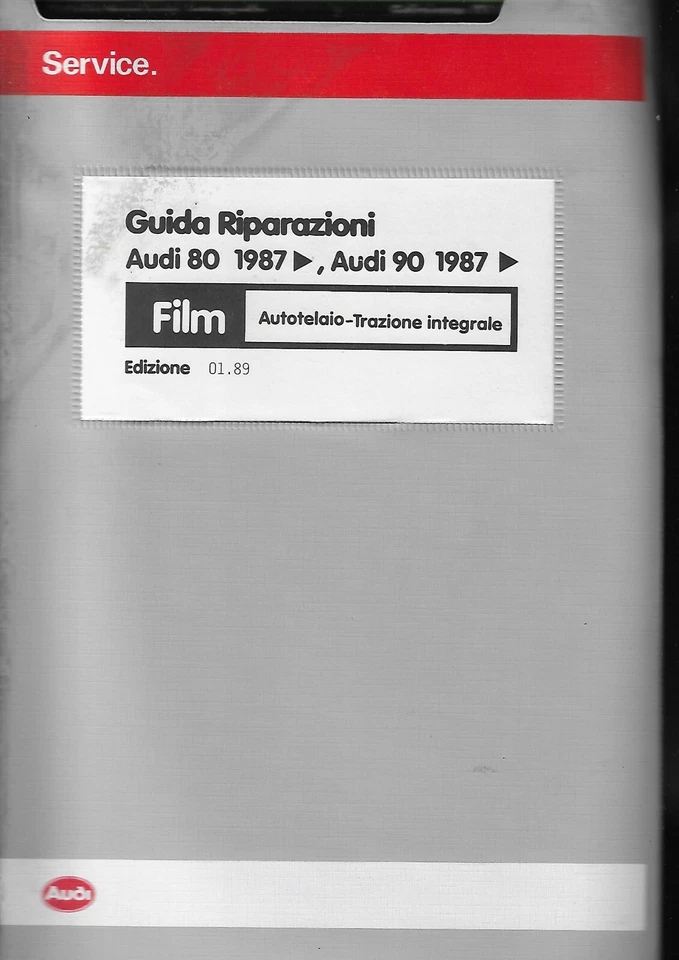Manuale d'Officina RIPARAZIONI Autotelaio Trazione integrale 4x4 Audi 80 '87 - Immagine 1 di 1