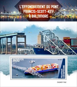 Collapse Francis Scott Key Bridge Baltimore MNH Stamps 2024 Central African S/S - Picture 1 of 1