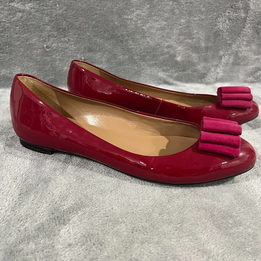 Talbots BRIANA4 TARTA FRAMBUESA Rojo Charol Gamuza Arco Ballet Planos Talla 7M Foto 1 de 4