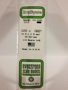 Evergreen # 123 Strips .020x.060" (10) HO - Picture 1 of 1
