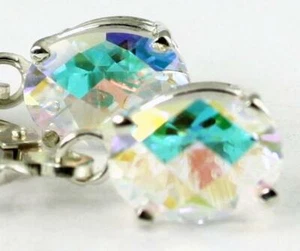 925 Sterling Silver Leverback Earrings, Mercury Mist Topaz, SE007 - Picture 1 of 6