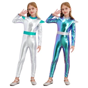 Kids Girls Rompers Xmas Unitard Party Jumpsuits Pretend Leotard Long Sleeve - Picture 1 of 26