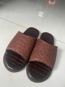 Luxury Men's Sandals Genuine Ostrich leg skin100% Handmade, Black size12US EU 46 - Picture 1 of 16
