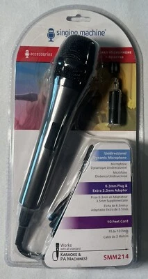 New Singing Machine Unidirectional Dynamic 10 Feet Wired Microphone + Adapter - Image 1 of 3