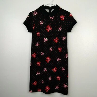 Maison Jules Dress Women's XS Shift Black Floral Short Sleeve Collar Career - Image 1 of 4