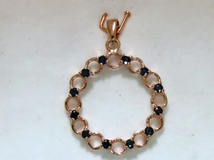 P020- Genuine Solid 9K Rose Gold NATURAL SAPPHIRE Circle of Life Pendant - Picture 1 of 2