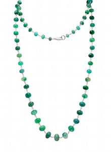 30" Green #Emerald Gemstone #Rosary #Chain In#925 #Silver Sterling Wire - Picture 1 of 4