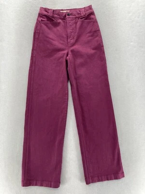 Pantalones de pierna ancha Madewell Emmett para mujer 24 púrpura elástico tiro alto preppy DEFECTUOSOS Foto 1 de 4