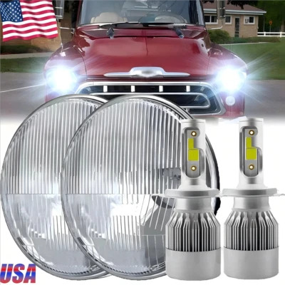 Пара светодиодных фар высокая/низкая H4 7 дюймов подходит для пикапа Chevrolet Truck GMC 1947-1957 годов выпуска - Изображение 1 из 4