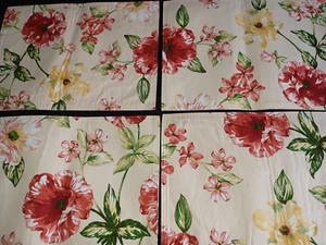 Garten Leinwand Tuch Stoff Tischsets 4er Set Blumenmuster Vintage - Bild 1 von 3
