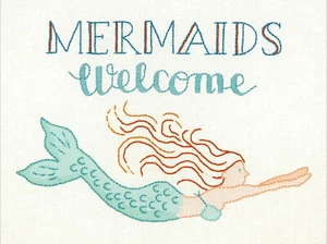 Embroidery Kit ~ Dimensions Mermaids Welcome Picture or Pillow #71-01566 - Picture 1 of 5