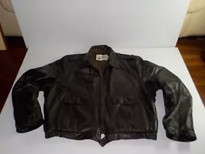 Leather Bomber Jacket VINTAGE Sears Leather Shop Quilted Lined Mens Size 42 Reg - Picture 1 of 11