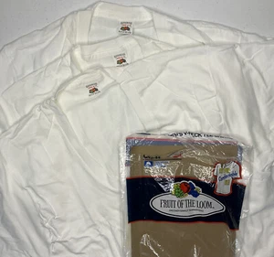 1992 Fruit of the Loom White V Neck 3 Pack of T-Shirts L 42-44 USA - Picture 1 of 7