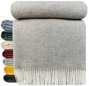 Manta de lana 100% lana virgen manta a cuadros 140 x 200 cm Tirol gris claro - Imagen 1 de 6