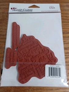NOS 2010 Heartfelt Creations HCPC3428 SCRIPT CHRISTMAS TREE Precut Stamp Set - Picture 1 of 9