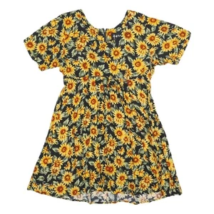 ALL THAT JAZZ Damen Kleid schwarz & gelb Blumen Tag Baumwollmischung Kurzarm S - Bild 1 von 6