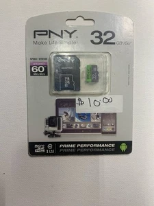 NEW SEALED PNY 32 GB Micro SD Card with Adapter - Picture 1 of 5