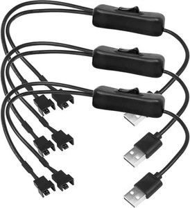 3er Pack USB auf Dual 3pin / 4Pin PWM 5V PC Lüfterkabel, 1 bis 2 Wege Splitter USB Lüfter - Bild 1 von 8
