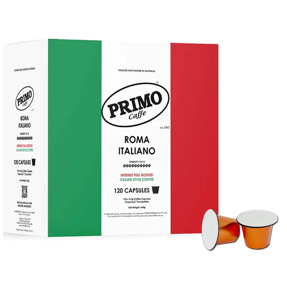 120pc Primo Caffe Roma Italiano Intense Capsules Pods 640g Nespresso Compatible - image 1 of 3