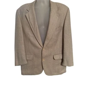 Bachrach Men's Beige Houndstooth Wool/Silk Blazer Sport Coat Suit Jacket  40S - Picture 1 of 10