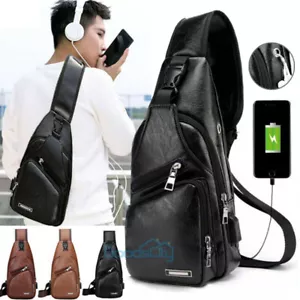 Bolso De Cuero Para Hombre Bandolera Hombro Mochila Viaje Carteras Mochila Pecho - Picture 1 of 18