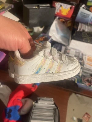 Adidas Toddler Girls Superstar Size 4  White Hologram Shimmer/without Box - Image 1 of 4