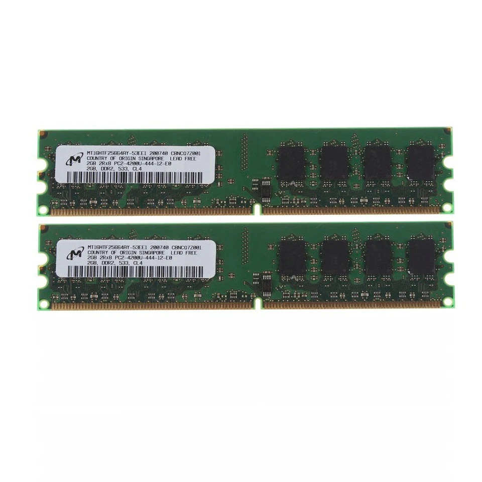 4GB 2x 2GB DDR2 533MHz PC2-4200U 240Pin DIMM RAM Desktop Memory RAM For Micron - Image 1 of 4