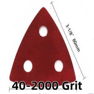 3 Hole Sanding Pads Hook & Loop Delta Triangle Sanding Sheets 40-2000 Grit 80mm - Picture 1 of 12