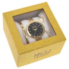 Timeless Gold Coloured Large Dial Watch 3 Piece Set, Women's Wristwatches 278142