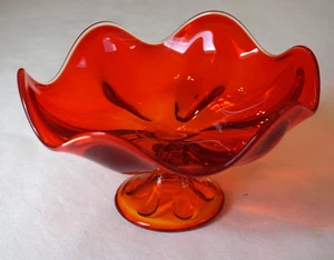 Compota abierta de vidrio vikingo NARANJA 6 pétalos MCM decoración retro vintage - Imagen 1 de 12
