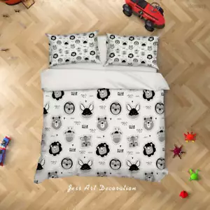 3D White Cartoon Animal Quilt Cover Set Bedding Set Duvet Cover Pillowcases - Picture 1 of 6