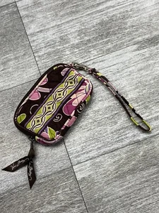 Vera Bradley Purple Punch Floral ID Quilted Purse Wristlet Zip Around Preowned - Picture 1 of 8
